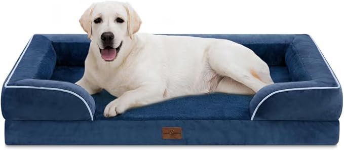 Comfort Expression PV Washable Jumbo Dog Bed for Extra Large Dogs, Waterproof Orthopedic Dog Beds, Jumbo Breed Pet Sofa Couch with Removable Cover & Non-Slip Bottom(Navy Blue)