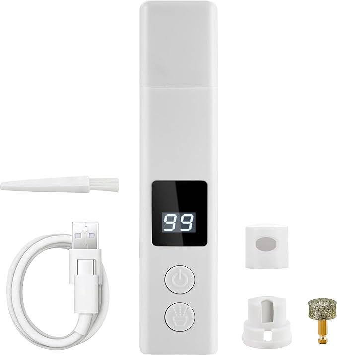 Dog Nail Grinder with 4-Speeds,Pet Claw Trimmers with 2 Modes Lighting UV, Nail Clippers for Small Medium and Large Dogs and Cats, Animal Nail Care,Grooming (White)