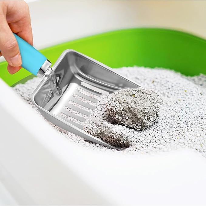 Cat Litter Scoop - Stainless Steel Metal Cat Litter Scoop-Sturdy Mesh Scooper - Mesh Shovel-Easy to Clean - Suitable for Cat Litter Box -Blue