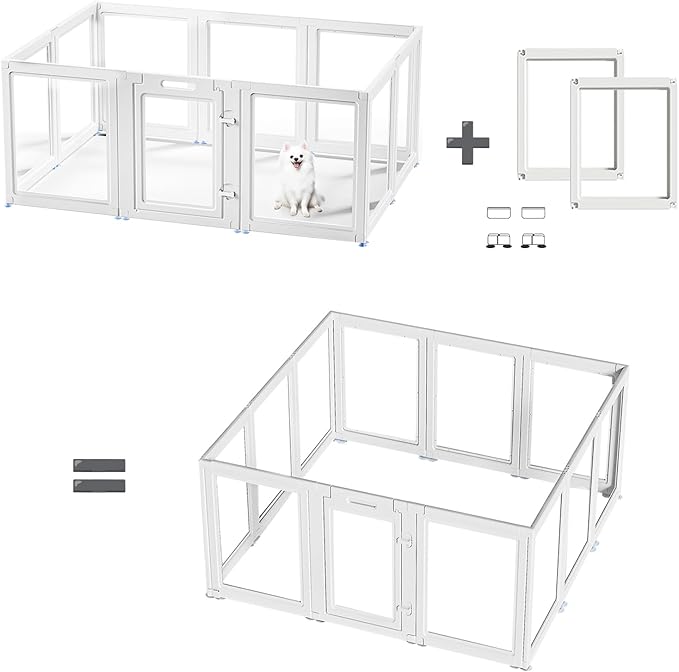 Acrylic Dog Playpen Suitable for Expanding Clear Dog Playpen Includes 2 I-Type Connectors and 2 Suction Cup Bases(23.6", 2PCS