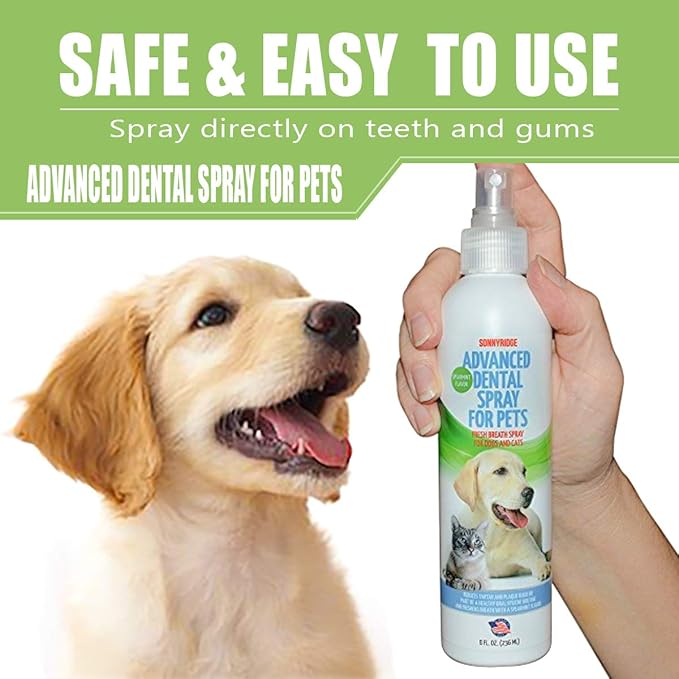 Dog Dental Spray Removes Tartar, Plaque and Freshens Breath Instantly. The Most Advanced Dental Spray for Healthy Teeth, Gums and Oral Health Care for Your Dog, Cat or Pet - 1-8 oz. Bottle