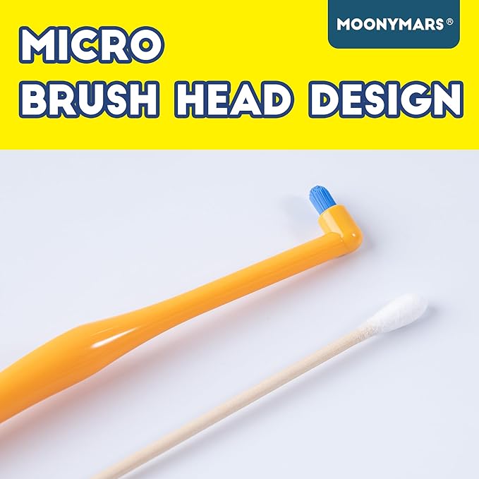 Cat Toothbrush Tuft Head, Small Dog & Puppy Tooth Brushing Kit, Mini Head Teeth Brush for Kitten & Tiny Pet, Doggy Toothbrushes Deep Dental Cleaning, 2 PCS - Orange