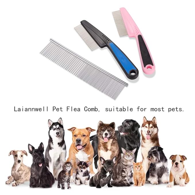 Cat Combs,Pet Comb Laiannwell Professional Grooming Comb for Dog/Cat/Small Pets(3 Packs)