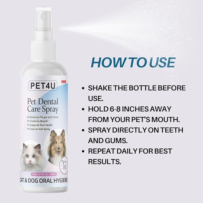 Dog Breath Freshener, 8 oz - Fights Plaque, Tartar & Bad Breath - Gentle Gum Care & pH Balance - Dog Dental Care for Cat and Dog - No-Brush Solution