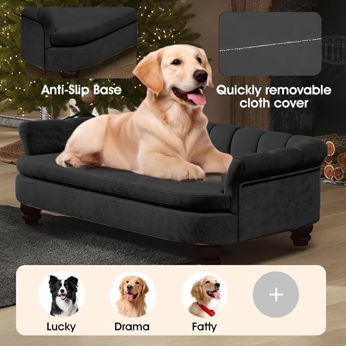 Dog Couch Sofa Bed, Comfortable Pet Sofa for Large and Medium Dogs, Soft Velvet Cushion, Durable Dog Furniture for Living Room