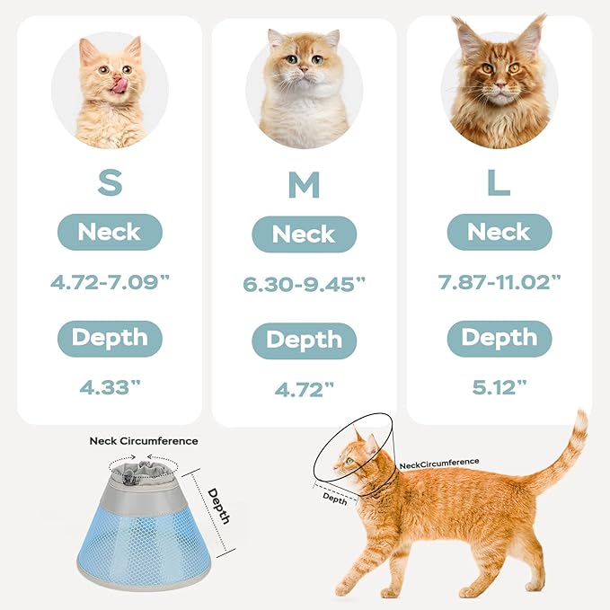 Cat Cone Collar Soft to Stop Licking After Surgery, Waterproof Lightweight Recovery Collar for Cats and Small Dogs, Elizabeth Plastic Cone Alternative, Neck Pillow to Prevent Scratches