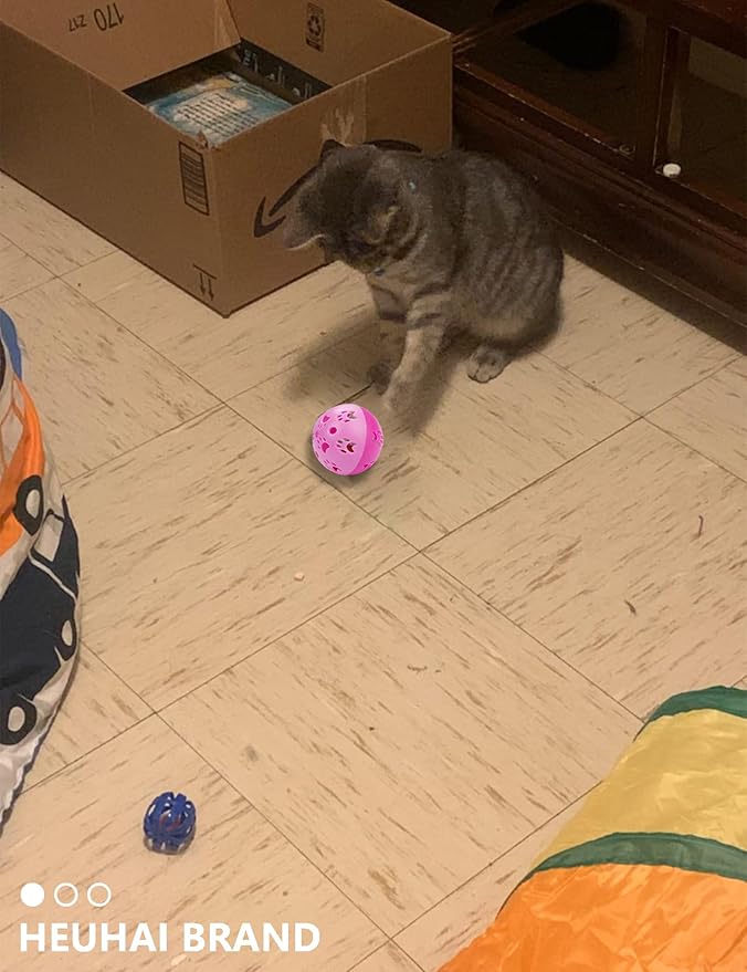 10-Pack Cat Toy Balls for Kittens and Adult Cats, Furry Fun (1.5'' - 2.1'', Cat Toys Value Pack)