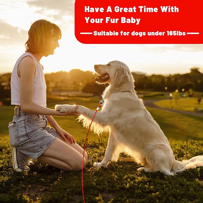 Dog Tie Out Cable 10/15/20/25/30 FT Runner for Yard Steel Wire Cable with Durable Superior Clips Red Chains for Outside Dog Lead for Large Up to 165 Lbs