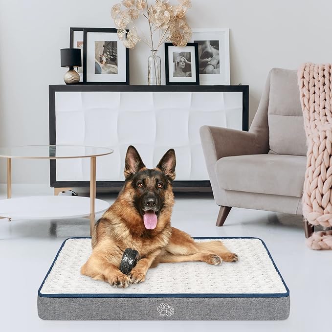 EMPSIGN Reversible Cool and Warm Dog Bed for Crate Pad, Pet Beds with Washable and Removable Cover, Dog Crate Beds Sleeping Mats, Beds for Dogs Crate for Large Medium Small Dogs, Grey