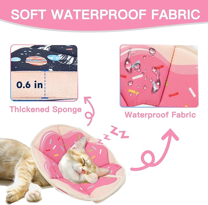 Cat Cone Collar Soft, Waterproof Cat Recovery Collar After Surgery, Adjustable Pet Donut Collar, Safety Elizabethan Collar to Prevent Licking Wounds for Kittens, Pet Cone Alternative