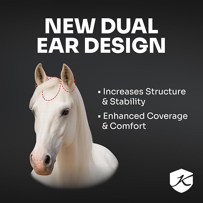 Kensington 90% UV Fly Mask Halter CatchMask UViator - Without Ears & Forelock Freedom Web Trim *Roomy Fit*- Medium, Atlantis