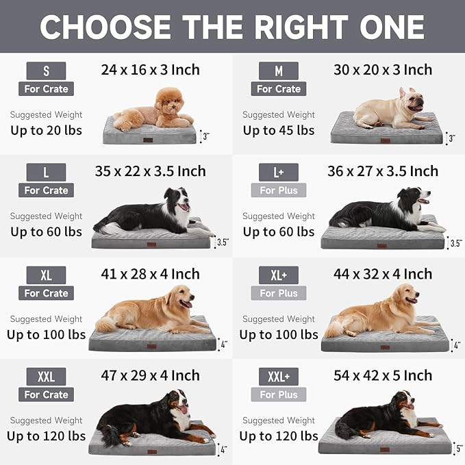 OhGeni Orthopedic Waterproof & Machine Washable Dog Bed for Medium Large Pets, Suitable for Crates, 25D Egg Crate Foam, Non-Slip Bottom & Removable Cover, Invisible Zipper, 35 Inches(Black)