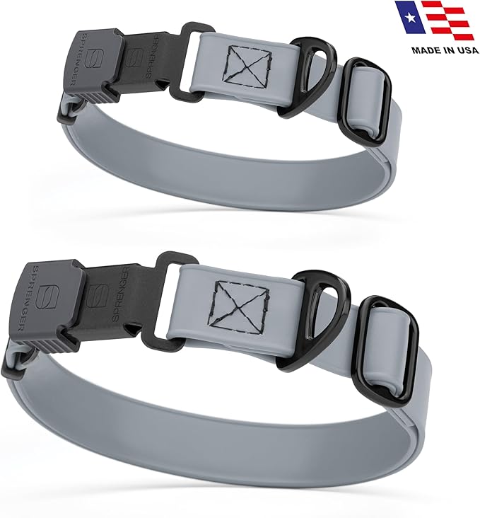 Dogline Biothane Waterproof Dog Collar with Herm Sprenger Stainless Steel Quick Release Buckle – Heavy Duty Tactical Durable Collar for Dogs – Comfortable and Safe Pet Collar, W 3/4" L 12-19", Gray