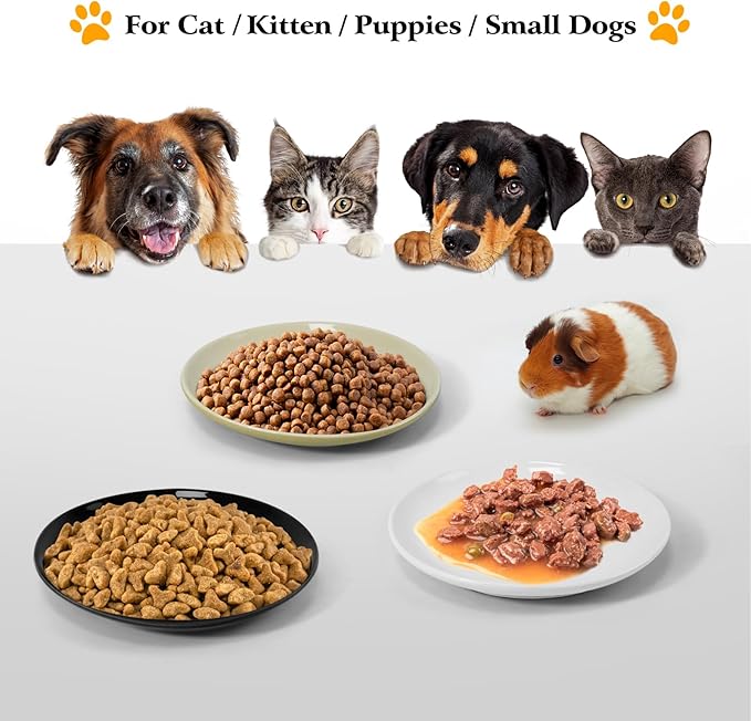 3PCS Cat Food Bowl,Ceramic Cat Dish for Indoor Cats,Wide Shallow Cat Bowls for Dry and Wet Food,Anti Whisker Fatigue Cat Plates for Kitten Cats or Dogs