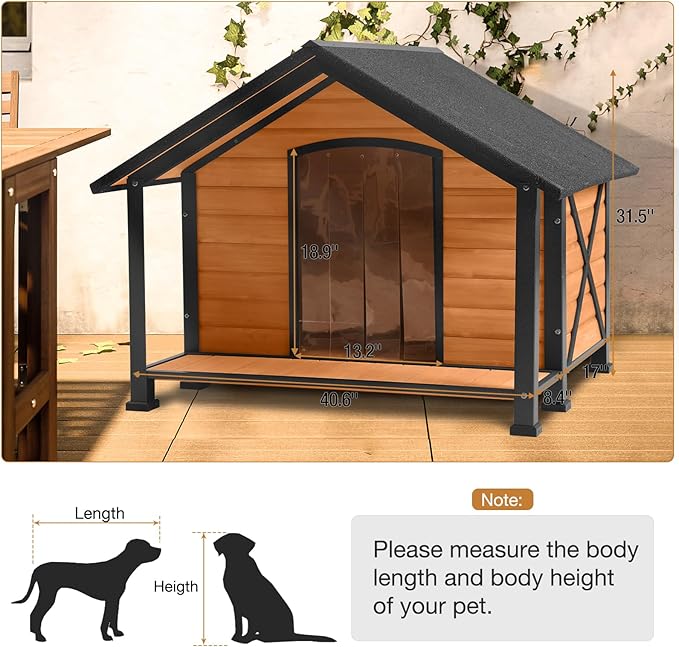 Dog House Outdoor & Indoor, Dog Kennel for Winter, Insulated Puppy Shelter for Small & Medium & Large Dogs,Unique All-Around Iron Frame (Medium)