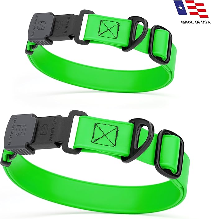 Dogline Biothane Waterproof Dog Collar with Herm Sprenger Black Stainless Steel Quick Release Buckle – Heavy Duty Tactical Durable Collar for Dogs – Comfortable and Safe Pet Collar W 1" L 15-25" Green