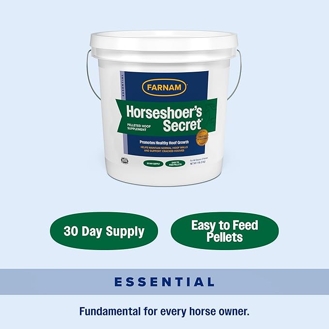 Farnam Horseshoer's Secret Pelleted Hoof Supplement for horses promotes healthy hoof growth, 11lb., 30 day supply