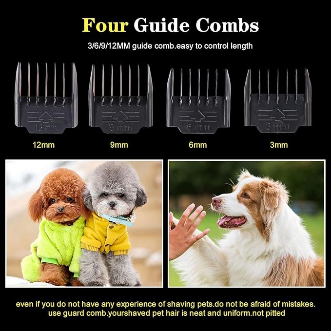 Dog Clippers for Grooming, 12V Pet Hair Clipper, Professional Heavy Duty Pet Grooming Clipper Corded Dog Trimmer for Thick Coats with Guard Combs Brush for Dogs Cats