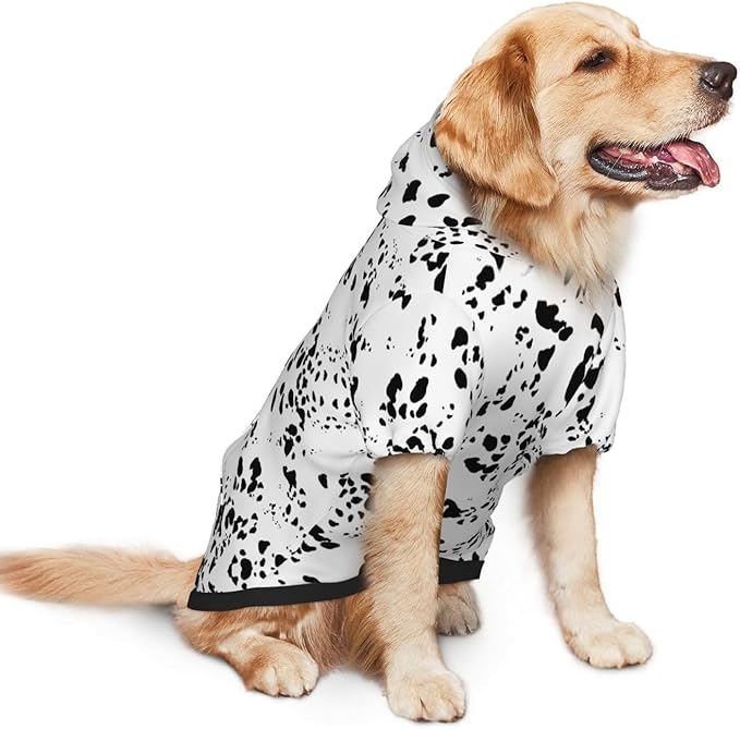 Dalmatian Hoodie, Cute Halloween Cosplay Winter Costume With Pocket, Dalmatians Print Clothes for Medium Large Dogs