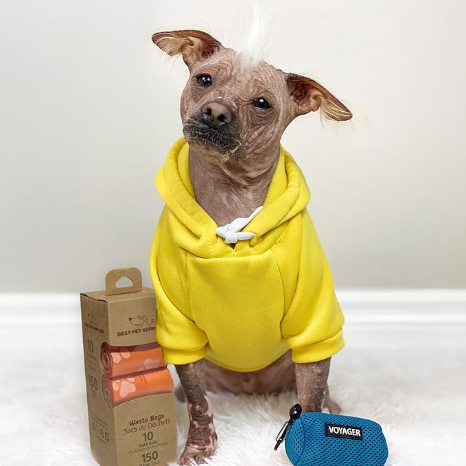 Best Pet Supplies Dog Poop Bags (150 Bags) for Waste Refuse Cleanup, Doggy Roll Replacements for Outdoor Puppy Walking and Travel, Leak Proof and Tear Resistant, Thick Plastic - Orange