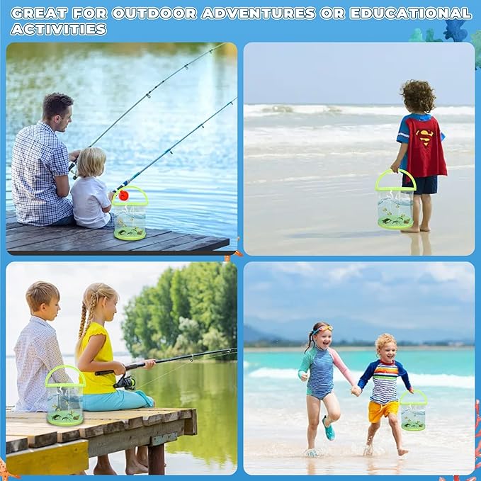 Foldable Small Aquarium, Portable Fish Tank, Fish Transport Container, Plasitc Fish Bowl, Beginner Tank, Great Concept for Catching and Release Critters, Beach, Pool and Lake