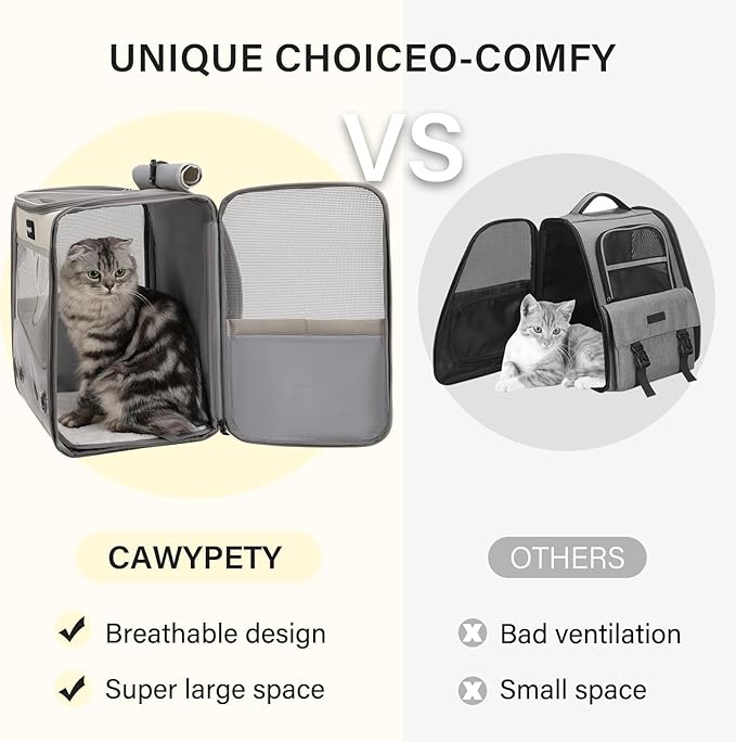 Cat Carrier Backpack,Cat Carrier with Window Blind,Cat Backpack for Small Cats Dogs, Safety Straps, Collapsible, Breathability,Designed for Travel, Hiking, Outdoor,Car