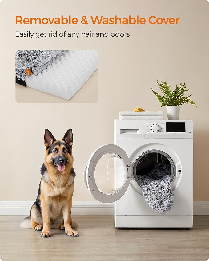 Feandrea Dog Bed, Orthopaedic Dog Sofa Bed for Large Dogs, Waterproof Ped Bed with Removable Washable Cover, 48 x 33.5 x 9.5 Inches, Gray Ombré UPGW234G01