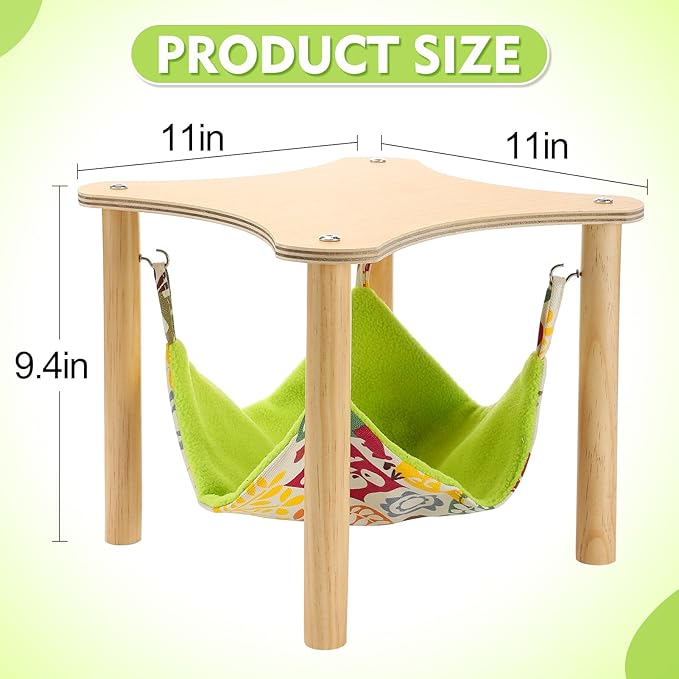 Guinea Pigs Hammock with Natural Wooden Stand - Hanging Hammock Bed for Piggies Chinchilla Hamster Bunny Ferrets Hiding Sleeping