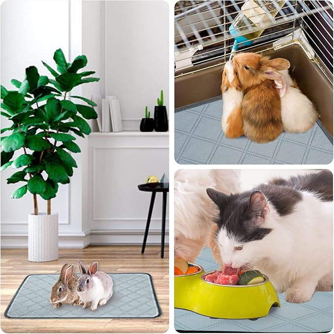 4 Pack Guinea Pig Cage Liners Washable Super Absorbent Guinea Pig Bedding Waterproof Reusable Guinea Pig Pee Pads Anti Slip Mat for Small Animals Rabbit Hamster Rat - 24" x 18"