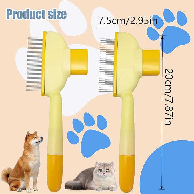 Flea Comb for Dogs and Cats with Release Button Fine Tooth Dog Comb for Grooming Massaging and Cleaning Remove Fleas Eggs Pet Hair Removal for Short and Long Hair 2 Pack