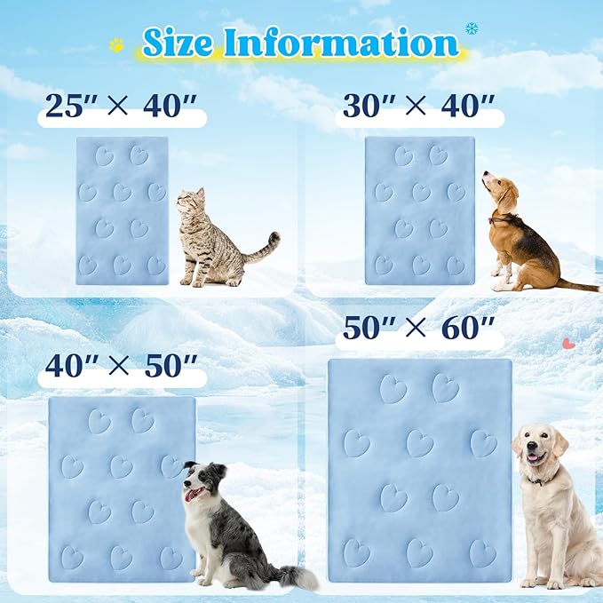 Cooling Blanket for Dogs, Lightweight & Durable Dog Cooling Mat, Q-MAX>0.45 Soft Breathable Pets Comforter for Couch, Bed & Car Essential - Light Blue 25x40 Inches