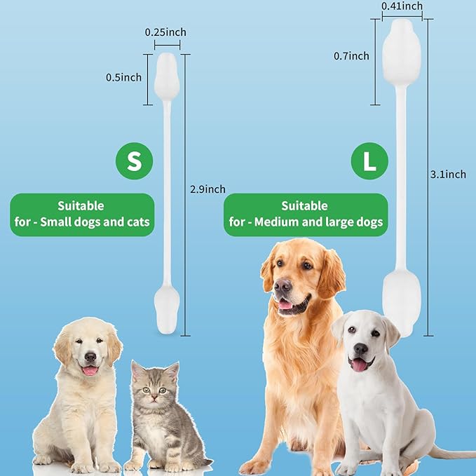 VinTS 100 PCS Cotton Dog Ear Cleaning Swabs, Pet’s Ear Infection Treatment Gourd-Shaped Swabs Prevent Accidental Injuries, Safer Cleaning for Dogs and Cats– Small Size.100% Cotton