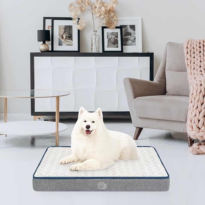 EMPSIGN Reversible Cool and Warm Dog Bed for Crate Pad, Pet Beds with Washable and Removable Cover, Dog Crate Beds Sleeping Mats, Beds for Dogs Crate for Large Medium Small Dogs, Grey