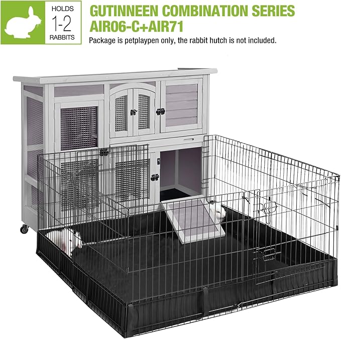 GUTINNEEN Guinea Pig Cage 2 Story Indoor Rabbit Hutch Outdoor Bunny House with Wheels and Leakproof Tray 47" L