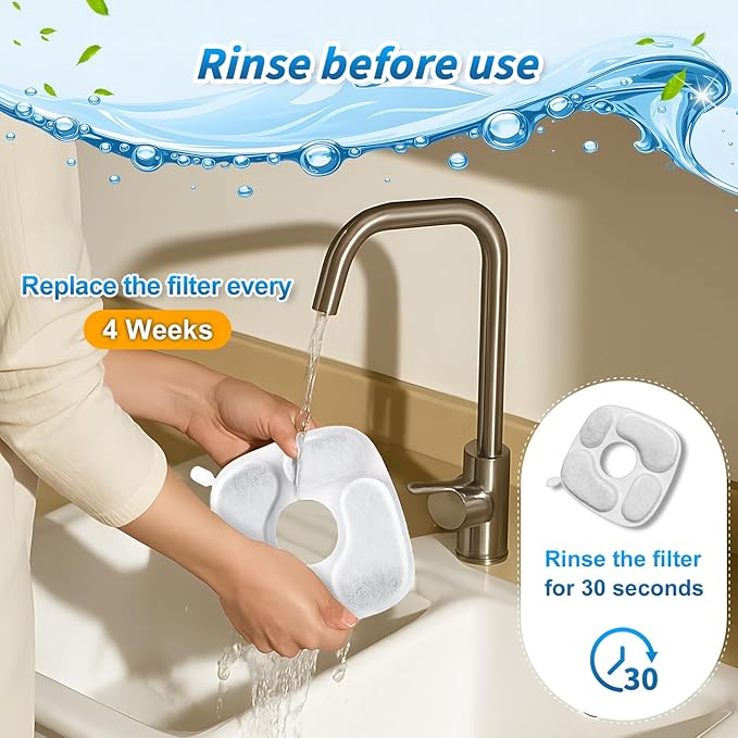 Cat Fountain Filters for 95 oz/2.8 Liter Automatic Pet Fountain Cat Fountain (12 Filters+12 Sponges)