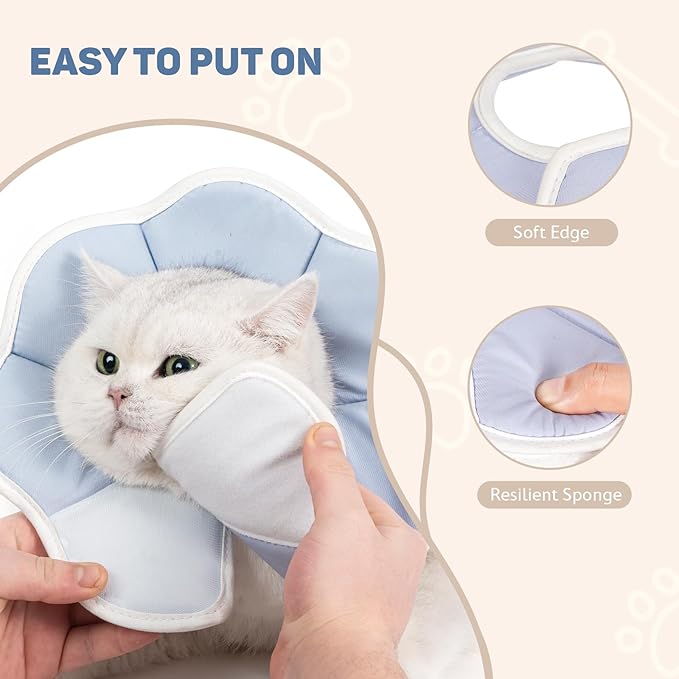 Avont Soft Cat Recovery Cone Collar, Adjustable Lightweight Kitten E-Collar for Small Dogs, Comfortable Neck Donut Stop Licking Scratching After Surgery -Grey(S)