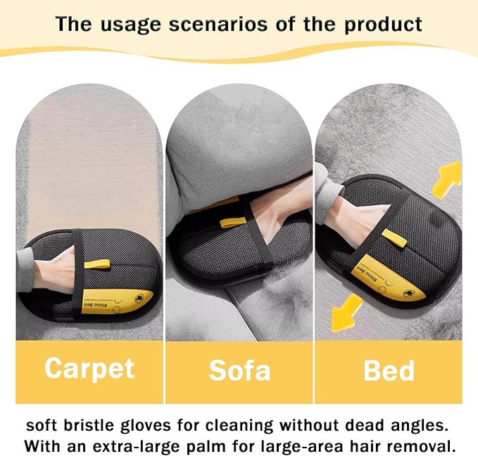 3 Pcs Pet Hair Removal Glove for Cats,Newly Upgraded Reusable Electrostatic Pet Hair Gloves, magic brush pet hair remover Tool for Clothing, Couch, Carpet, Car Seat