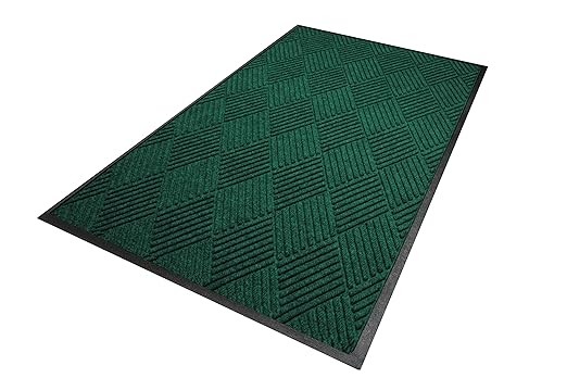WaterHog Diamond | Commercial-Grade Entrance Mat with Rubber Border – Indoor/Outdoor, Quick Drying, Stain Resistant Door Mat (Evergreen, 4' x 10')