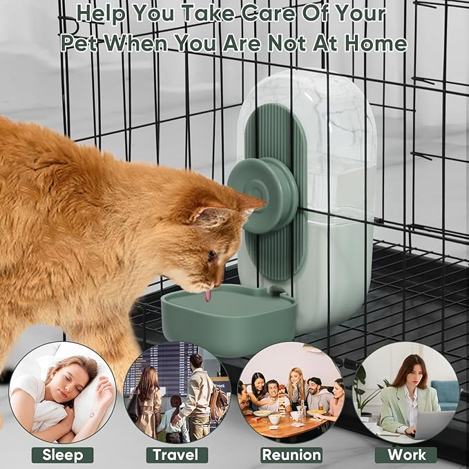 28oz Hanging Automatic Water Dispenser,Rabbit Water Bottle,Bunny Guinea Pig Ferret Water Bowl for Cage,Suitable for Small Animal Puppies(Cage Grid Spacing Over 1.2'') (Green)