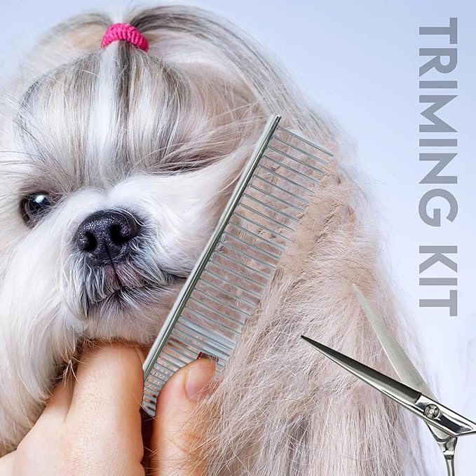 Grooming Kit for Dogs at Home - Rechargeable Low Noise Cat and Dog Shavers & Clippers for Grooming Thick Hair - Cordless Grooming Clippers Includes Pet Hair Clippers, Nail Trimmer, Shears & Bath Brush