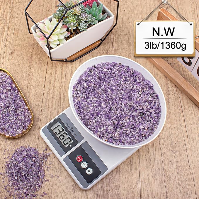 3 Lb Amethyst Crushed Stones Quartz Crystals Chips Bulk, Natural Tumbled Healing Stones for Decorative Fish Tank Vase Fillers Aquarium Gravel Rocks