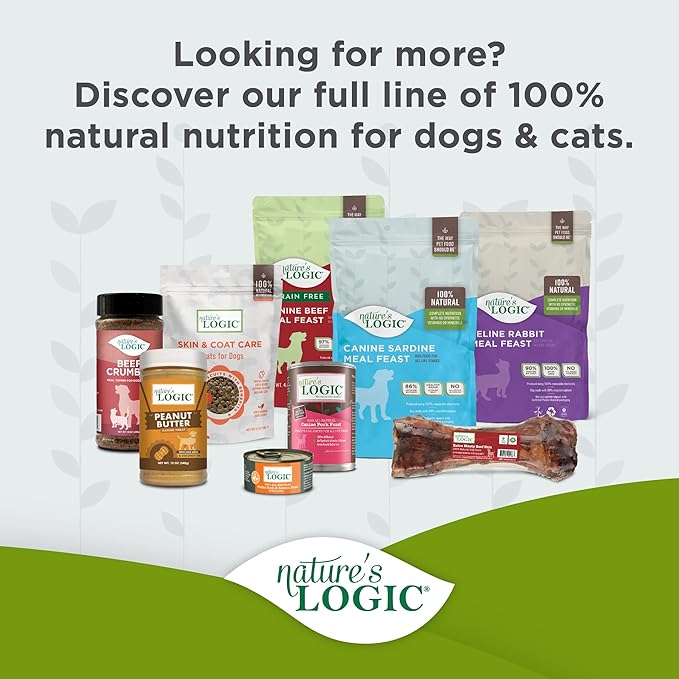 Nature's Logic Dry Dog Food - 100% Natural - No Synthetics - For All Ages, Sizes, Breeds - Free From Common Allergens, High Protein - Duck & Salmon Meal Feast, 13lbs