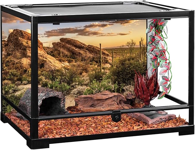 AWERT Reptile Habitat Background Blue Sky Oasis Cactus Sun and Desert Terrarium Background 60x24 inches Durable Polyester Background