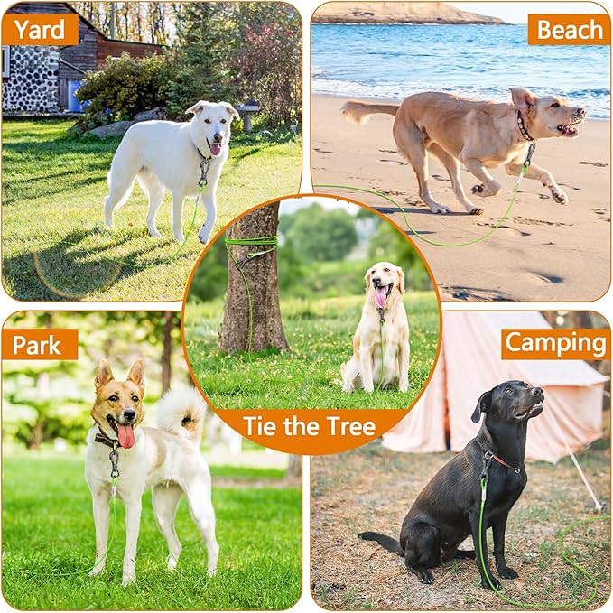 XiaZ 50FT Tie Out Cable for Dogs, Dog Leads for Yard Chew Proof, Heavy Duty Pet Tie Out Cable for Large Dogs Up to 250lbs,Durable Dog Runner Tether Line for Outdoor,Yard