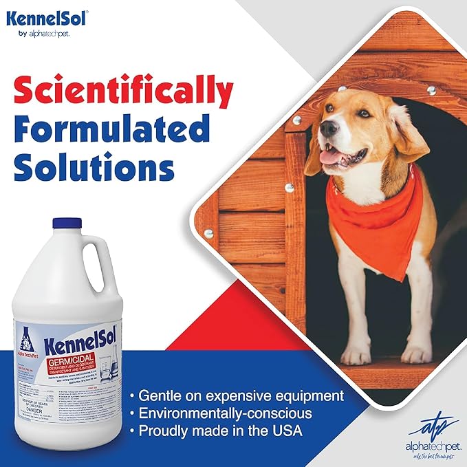 ATP KennelSol 1-Step Kennel Cleaner - 1 Gallon (Pack of 4) Liquid Disinfectant, Effective Against Bacteria and Viruses, Deodorizer Wintergreen Scent by Alpha Tech Pet