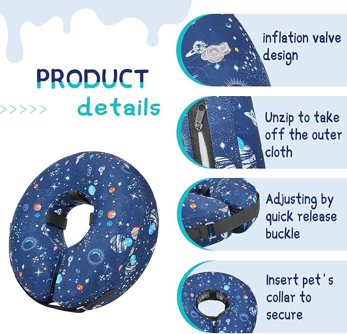 Supet Inflatable Dog Cone Collar Alternative After Surgery, Dog Neck Donut Collar Recovery E Collar, Soft Pet Cone for Small Medium Large Dogs