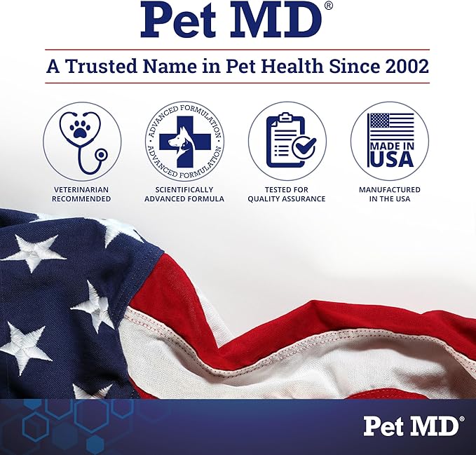 Pet MD Cat and Dog Ear Cleaner Wipes - Advanced Otic Veterinary Ear Cleaner Formula - Dog Ear Infection Treatment - 100 Count
