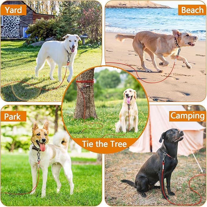 XiaZ Dog Tie Out Cable 120ft, Heavy Duty Dog Chains for Outside with Lockable Hook, Pet Runner Cable Leads for Yard, Dogs Line Tether for Small Medium Large Dogs Up to 125 LBS