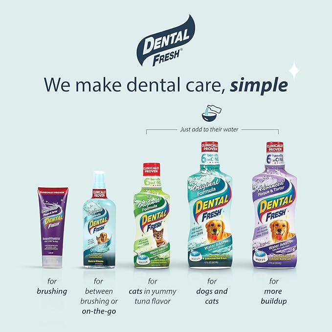 Dental Fresh Water Additive for Dogs, Original Formula, 32oz – Dog Breath Freshener and Dog Teeth Cleaning for Dog Dental Care– Add to Water