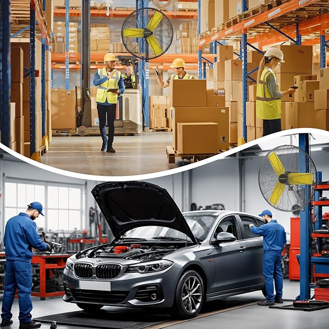 30 Inch Industrial Wall Mount Fan Oscillating, 8900 CFM Commercial Metal Wall Fans with Poweful Motor, 3 Speed, Heavy Duty Construction Indoor for Warehouse, Workshops, and Garage, UL Listed